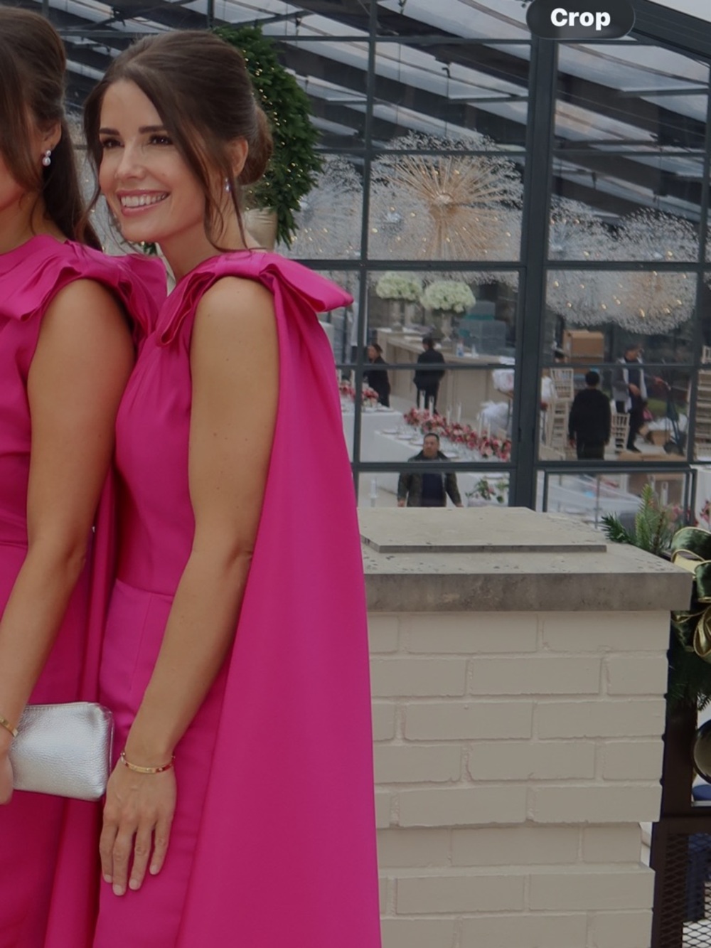 ALEXIA MARIA One-Shoulder Gown in Bright Punk with Bow Detail - Picture 2 of 4
